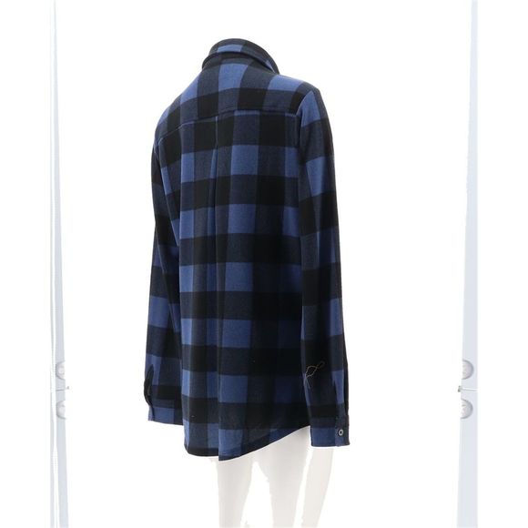Denim & Co Buffalo Plaid Button Tunic Top Indigo A2964775 - Picture 5 of 7